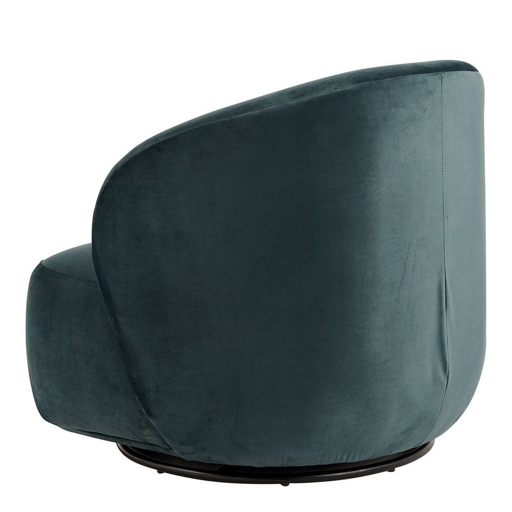 Armchairs - LISETTE armchair in velvet - Blue - BLANC D'IVOIRE