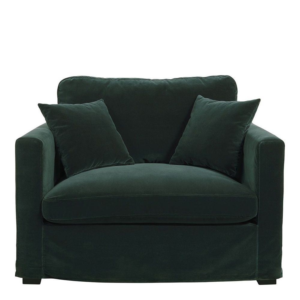 Fauteuils - Fauteuil ANGIE en velours - Vert forêt - BLANC D'IVOIRE