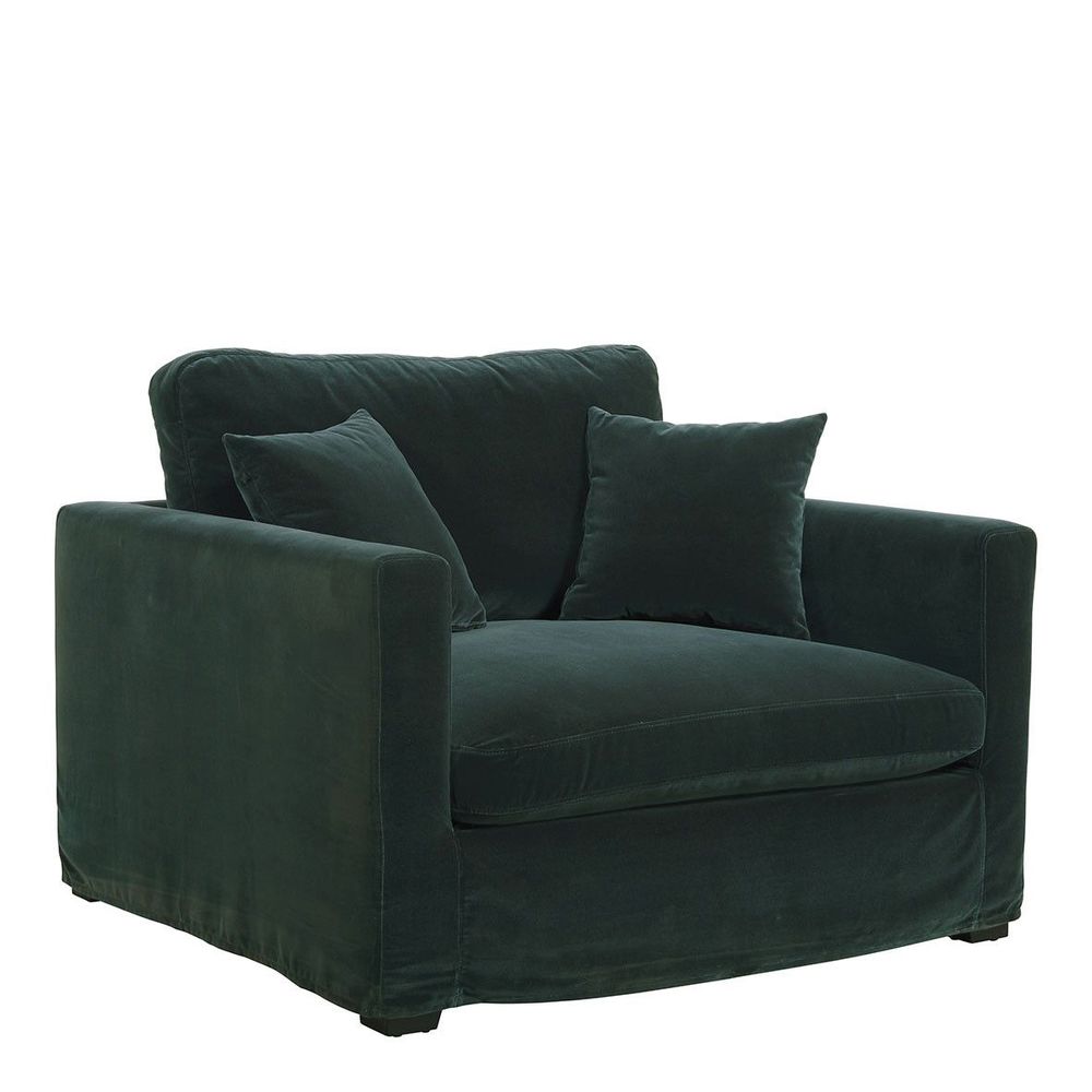 Fauteuils - Fauteuil ANGIE en velours - Vert forêt - BLANC D'IVOIRE