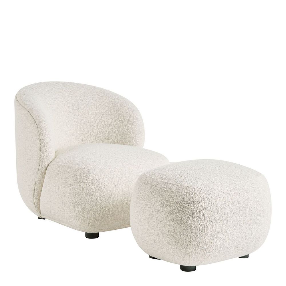 Fauteuils - Fauteuil LISETTE en bouclette - Crème - Petit modèle - BLANC D'IVOIRE