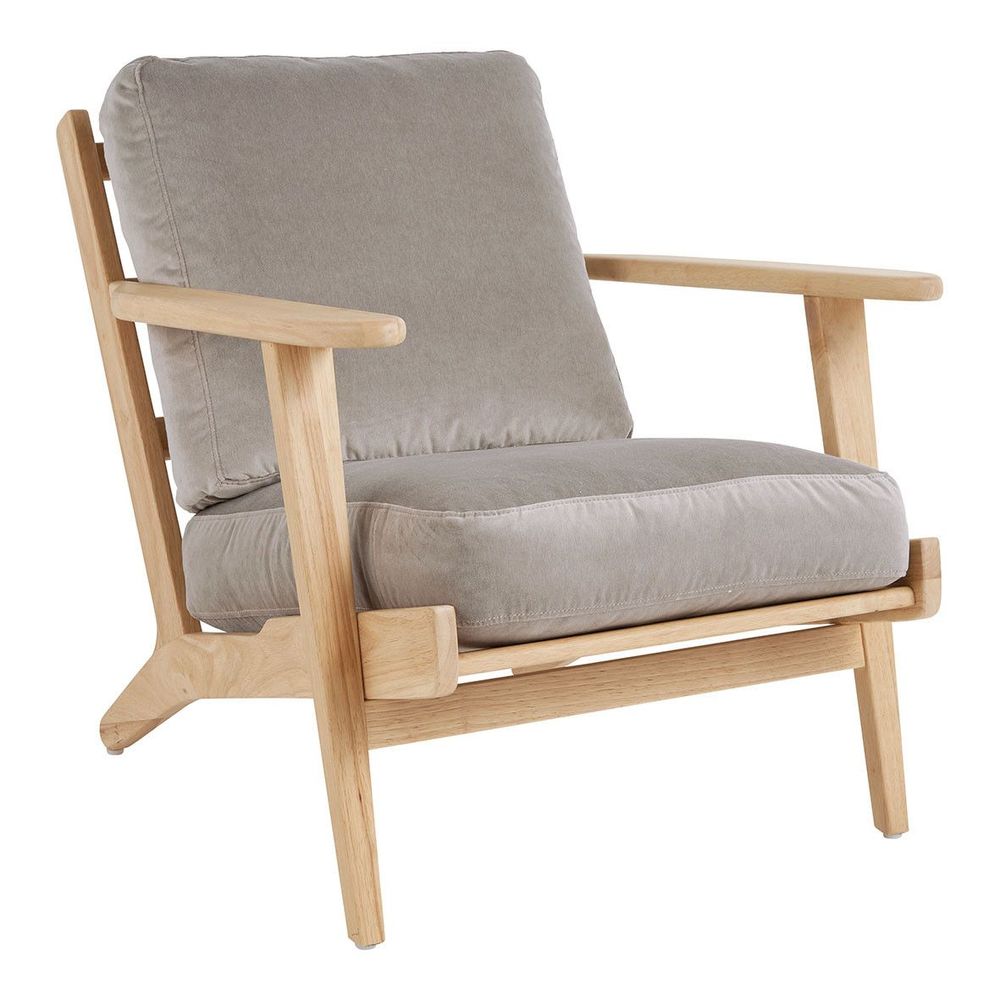 Armchairs - JULES armchair in velvet - Pearl gray - BLANC D'IVOIRE