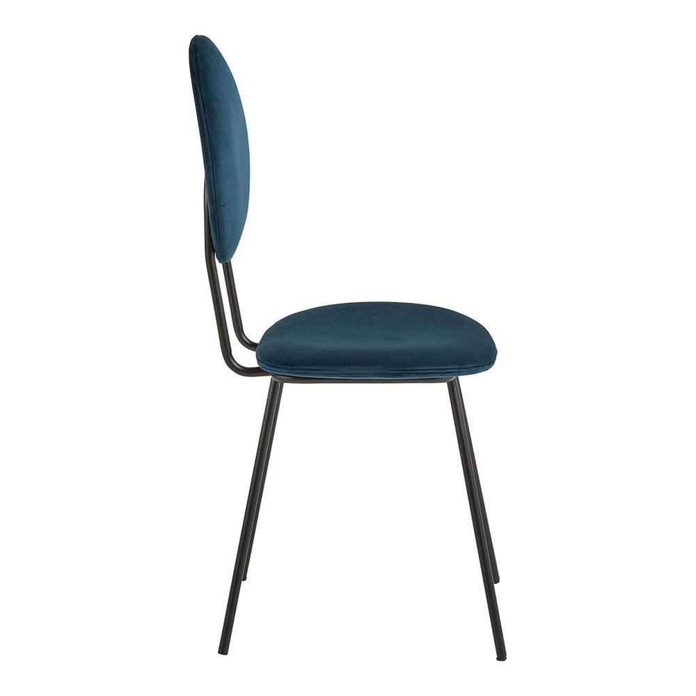 Chaises - Chaise COLETTE en velours et métal - Bleu nuit - BLANC D'IVOIRE
