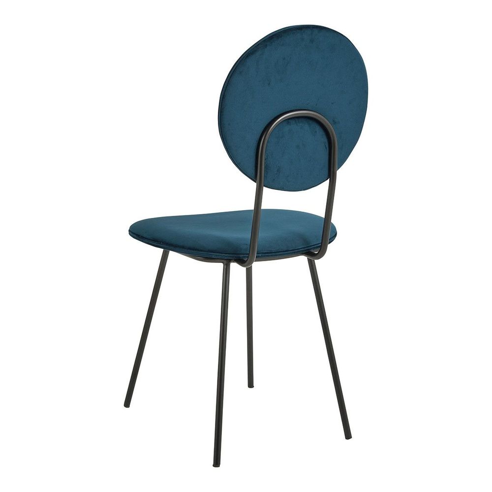 Chaises - Chaise COLETTE en velours et métal - Bleu nuit - BLANC D'IVOIRE