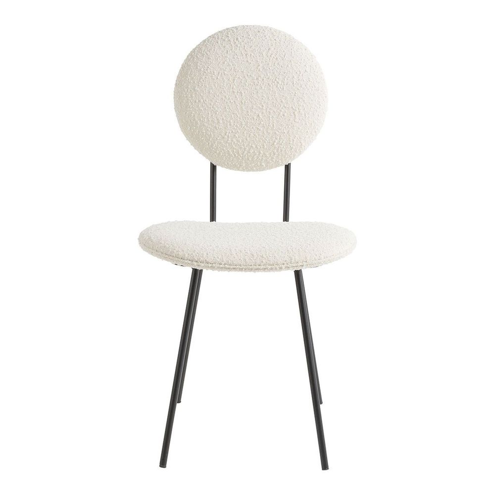 Chaises - Chaise COLETTE en bouclette et métal - Crème - BLANC D'IVOIRE