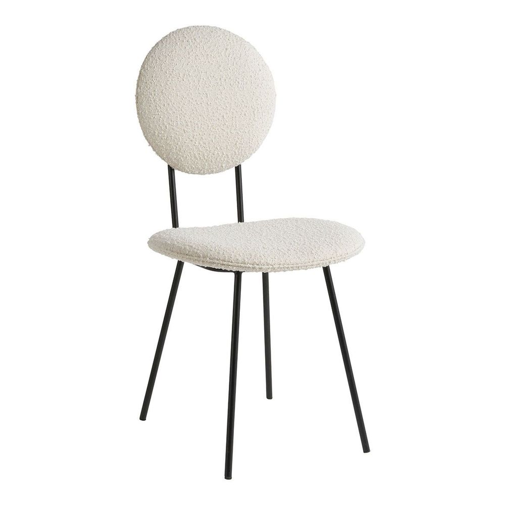 Chaises - Chaise COLETTE en bouclette et métal - Crème - BLANC D'IVOIRE