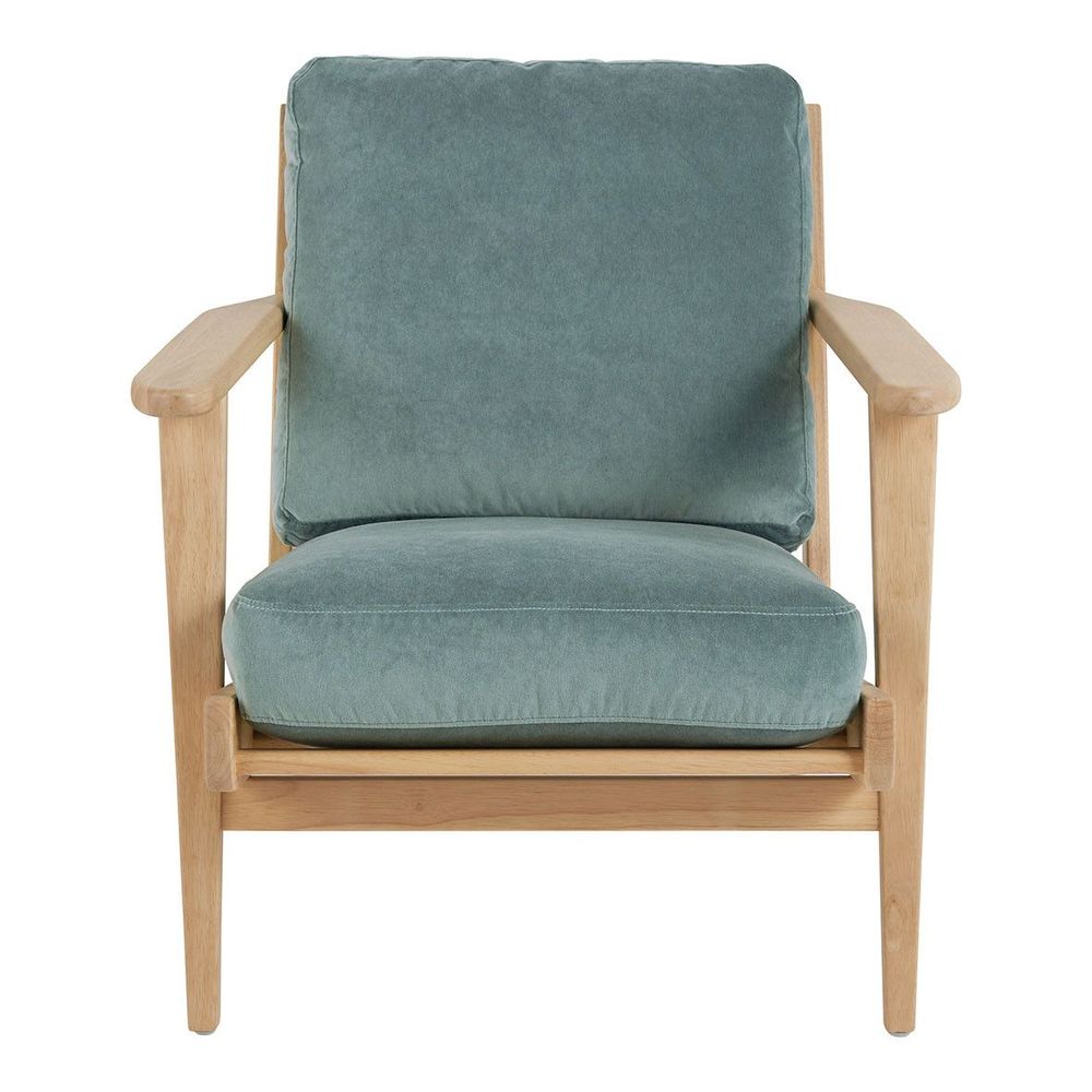 Armchairs - JULES armchair in velvet - Celadon blue - BLANC D'IVOIRE