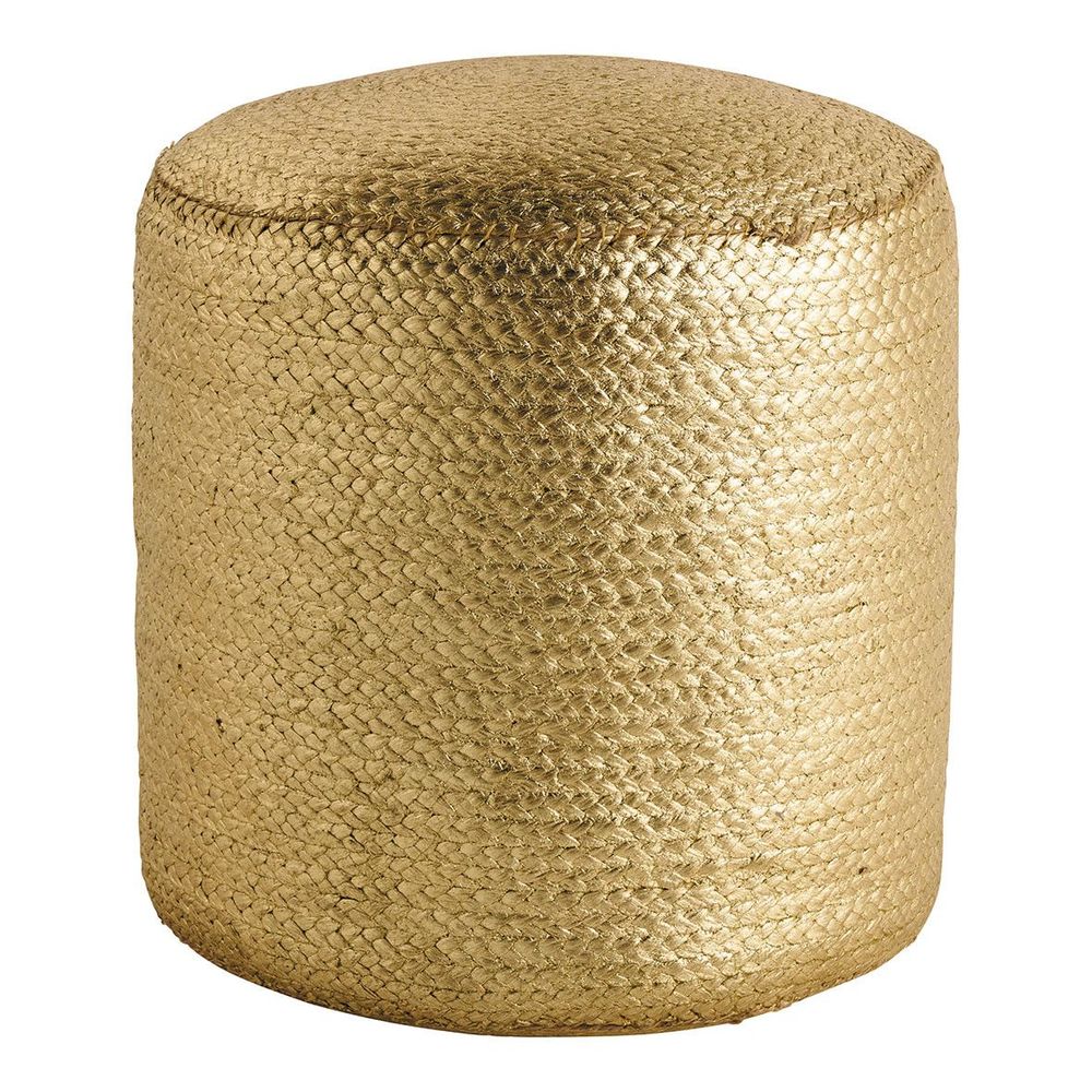 Ottomans - APOLLO round jute pouf - Gold - ø 40 x 40 cm - BLANC D'IVOIRE