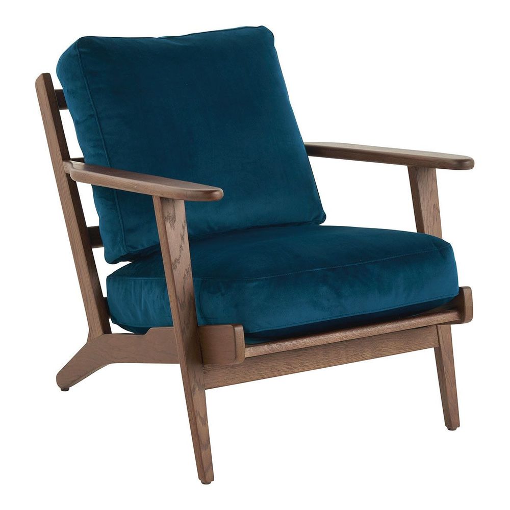 Fauteuils - Fauteuil JULES en velours - Bleu nuit - BLANC D'IVOIRE