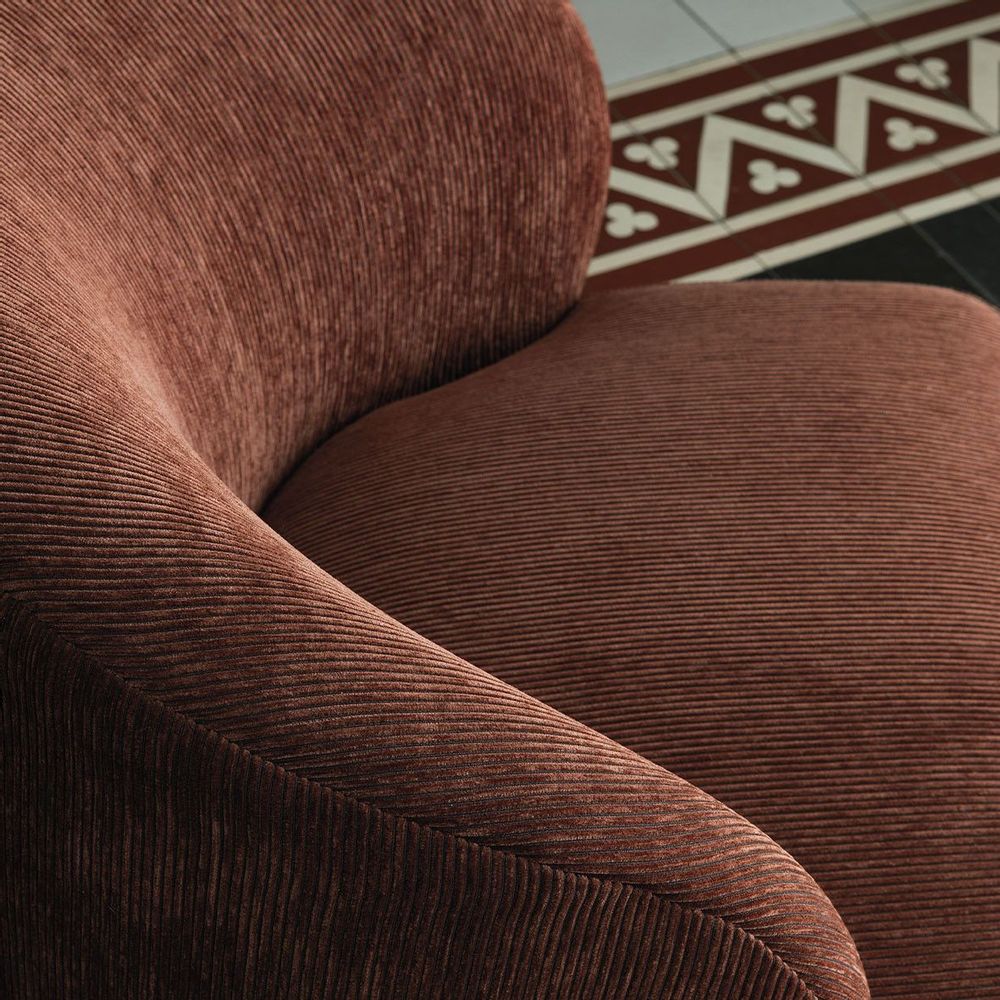 Armchairs - LISETTE armchair in corduroy - Brick red - BLANC D'IVOIRE