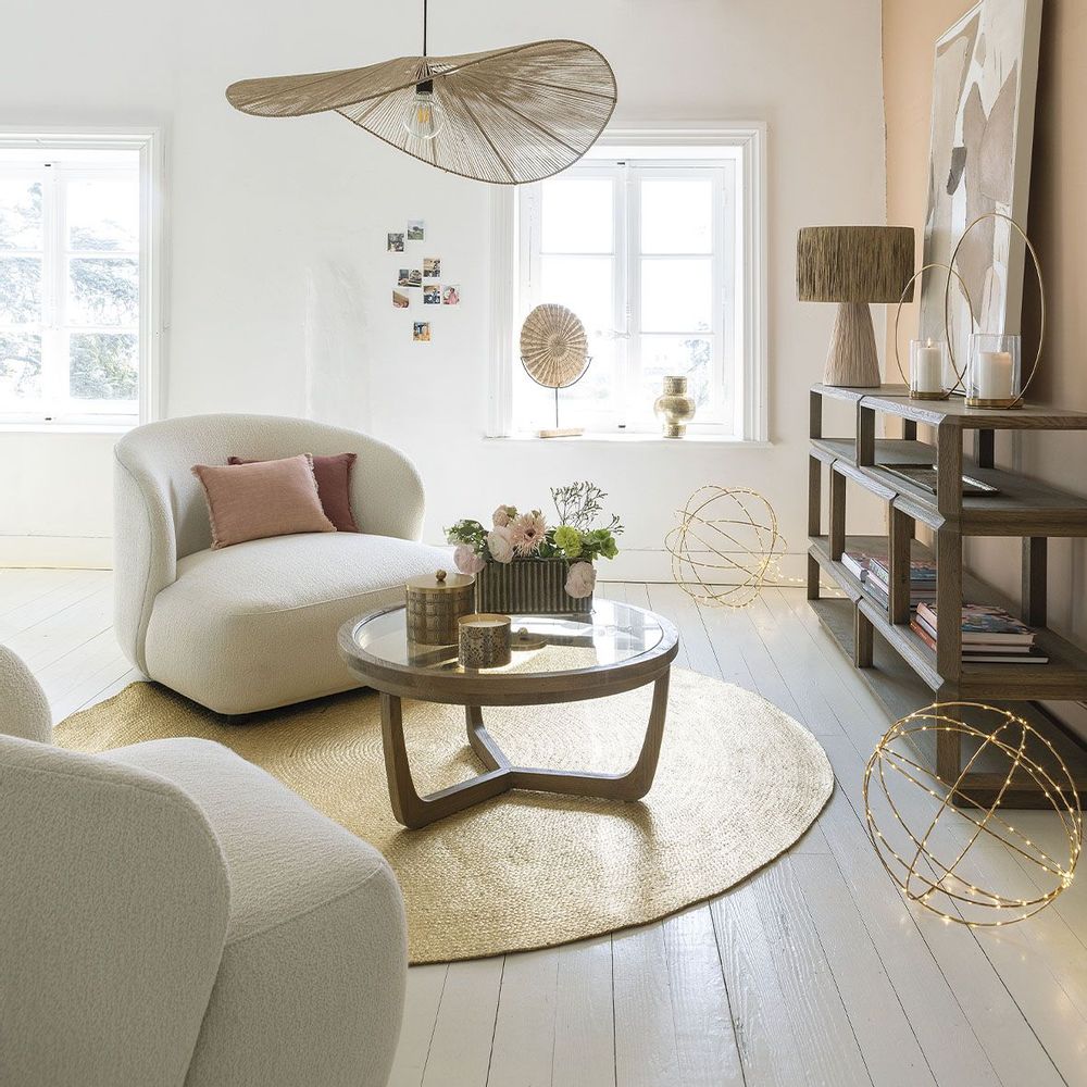 Fauteuils - Fauteuil LISETTE large en bouclette - Crème - BLANC D'IVOIRE