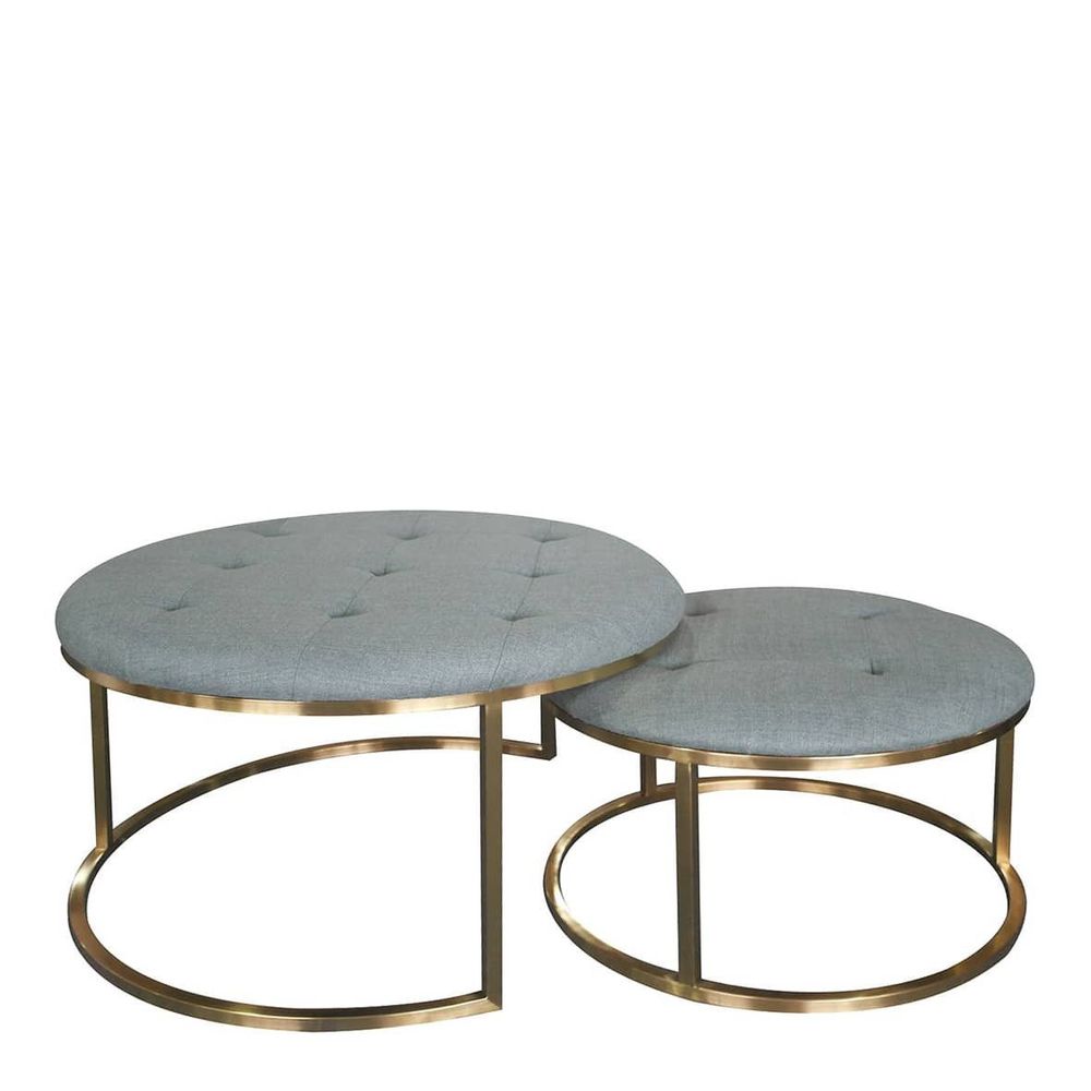 Ottomans - Set of 2 Poufs YASMINA sage - BLANC D'IVOIRE