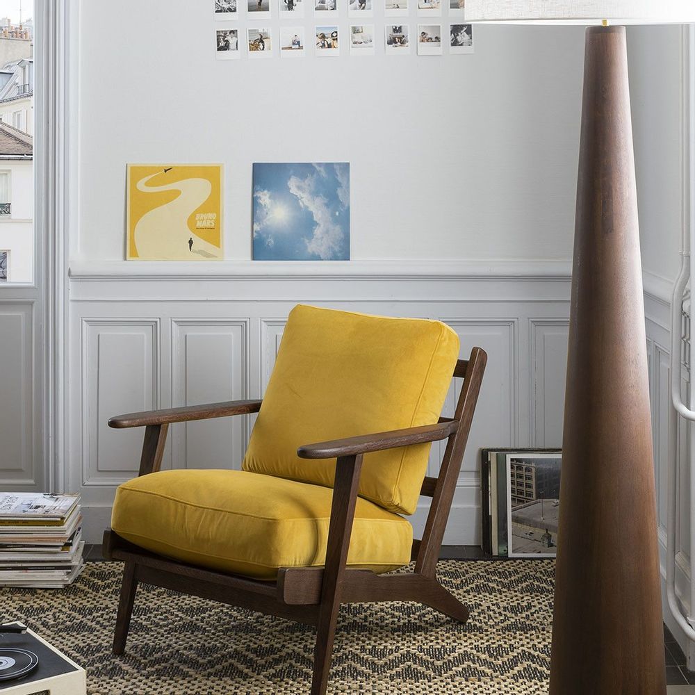 Fauteuils - Fauteuil JULES en velours - Safran - BLANC D'IVOIRE