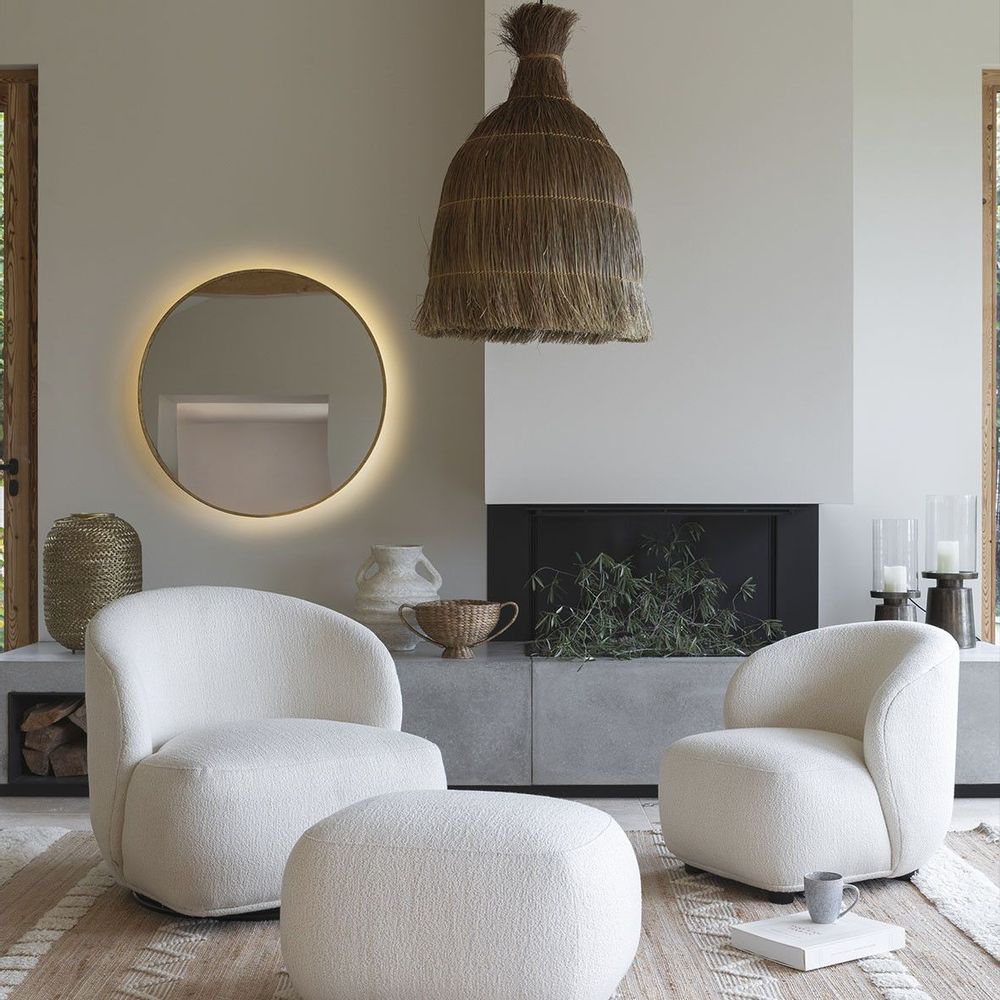 Ottomans - LISETTE pouf in French terry - Cream - BLANC D'IVOIRE