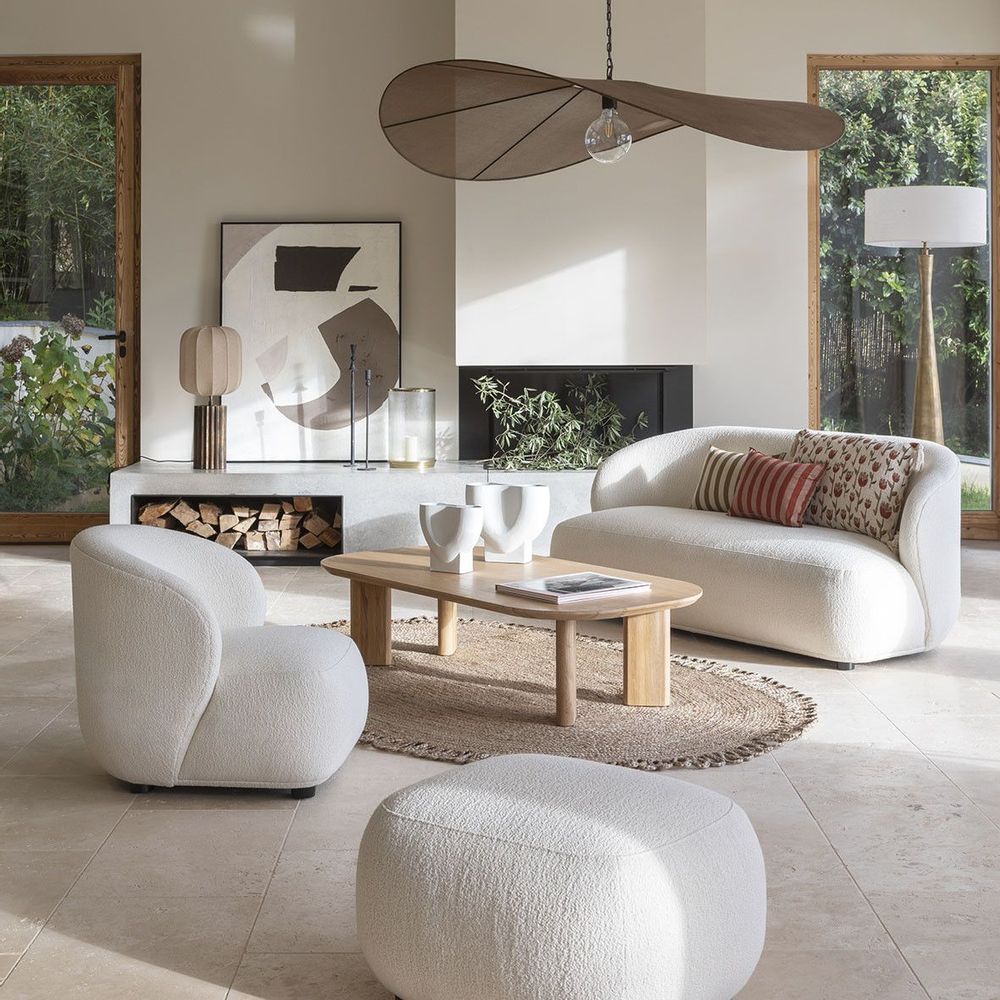 Ottomans - LISETTE pouf in French terry - Cream - BLANC D'IVOIRE