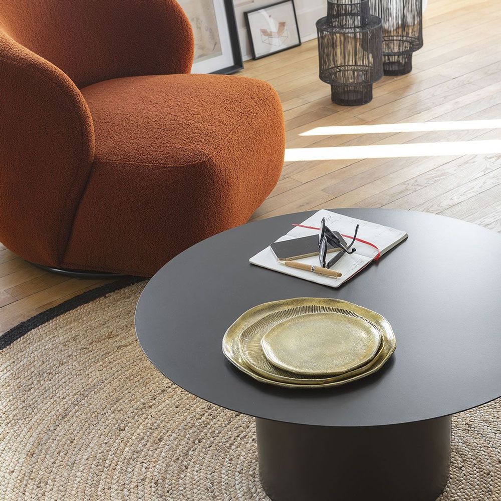 Tables basses - Table basse ANDREA en métal noir - BLANC D'IVOIRE
