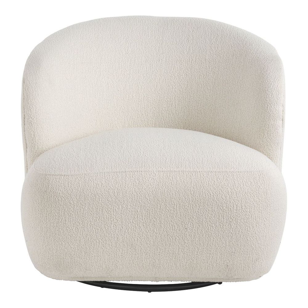 Fauteuils - Fauteuil tournant LISETTE en bouclette - Crème - BLANC D'IVOIRE