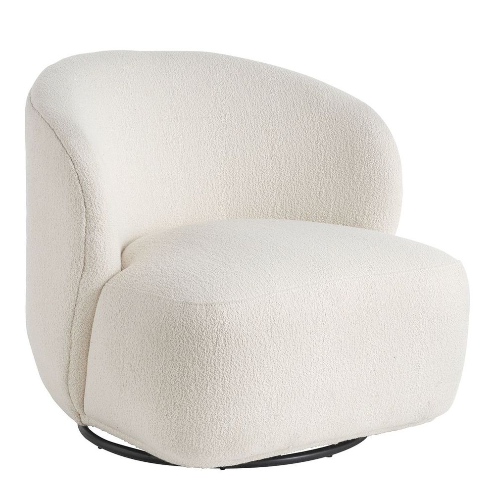 Fauteuils - Fauteuil tournant LISETTE en bouclette - Crème - BLANC D'IVOIRE