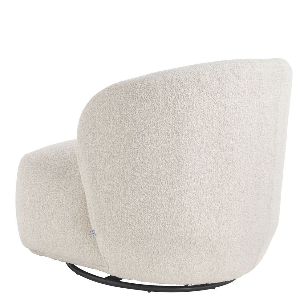 Fauteuils - Fauteuil tournant LISETTE en bouclette - Crème - BLANC D'IVOIRE