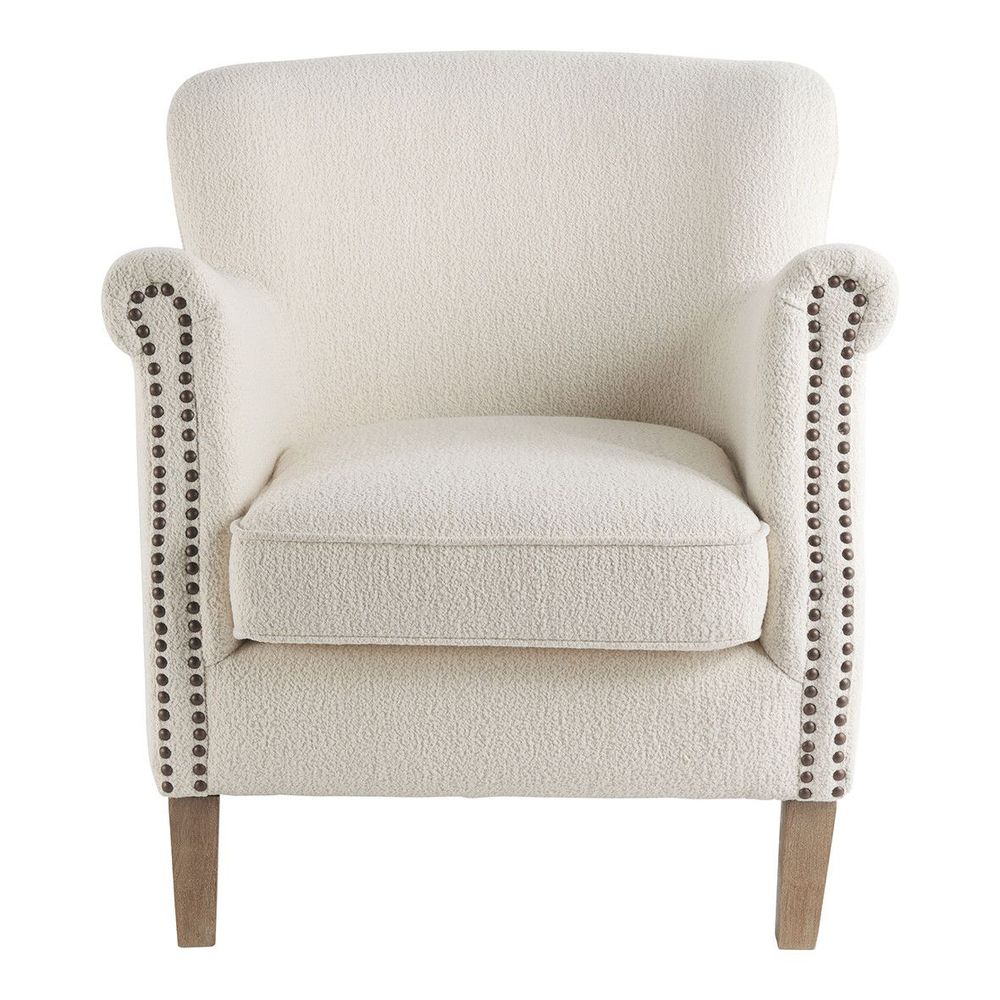 Fauteuils - Fauteuil CLAUDE en bouclette - Crème - BLANC D'IVOIRE