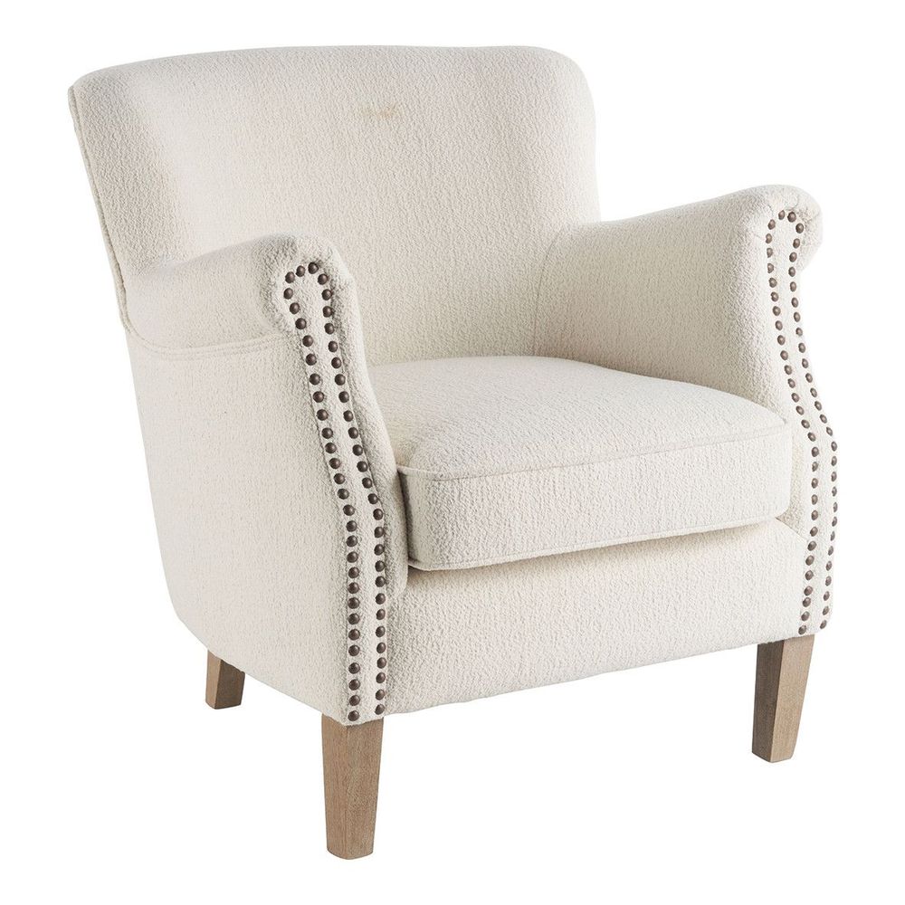 Fauteuils - Fauteuil CLAUDE en bouclette - Crème - BLANC D'IVOIRE