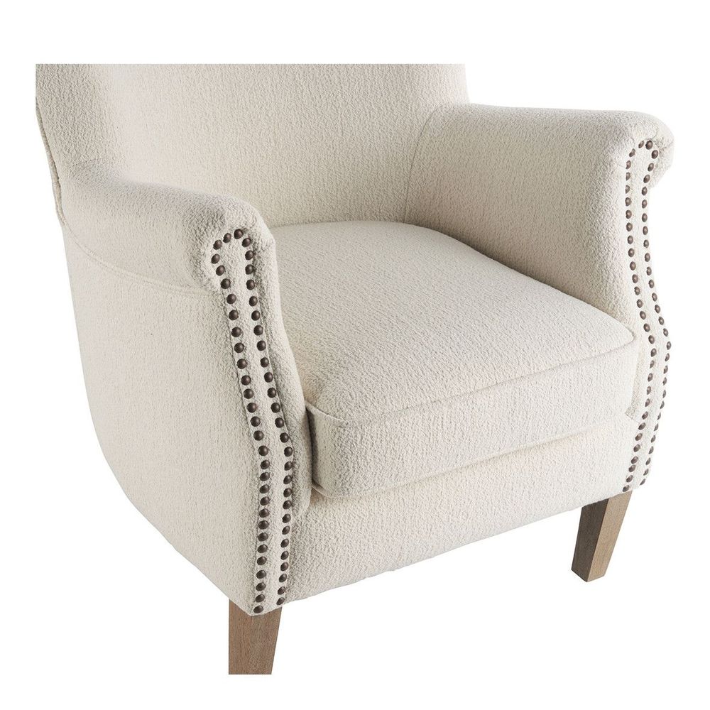 Fauteuils - Fauteuil CLAUDE en bouclette - Crème - BLANC D'IVOIRE