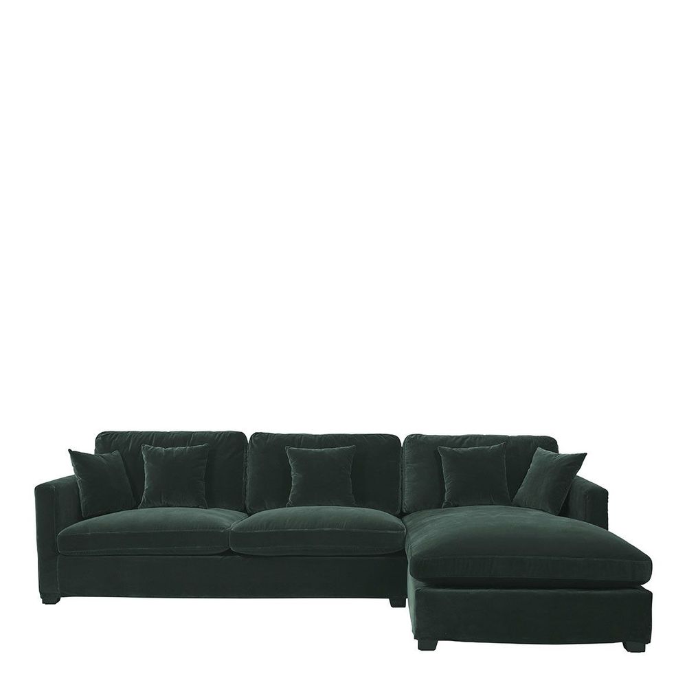Sofas - ANGIE chaise longue sofa in velvet - Forest green - BLANC D'IVOIRE