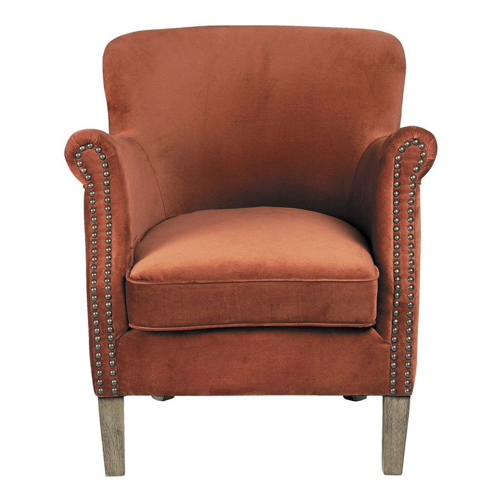 Fauteuils - Fauteuil CLAUDE velours orange brûlé - BLANC D'IVOIRE
