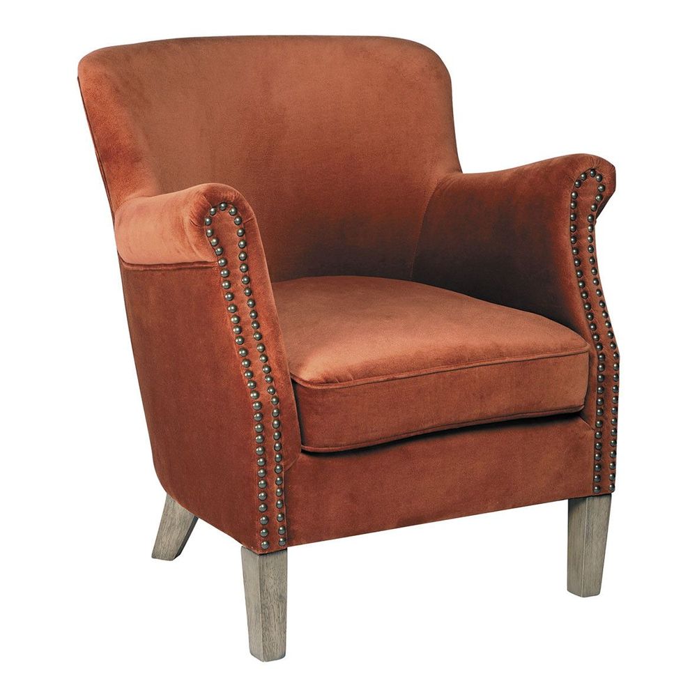Fauteuils - Fauteuil CLAUDE velours orange brûlé - BLANC D'IVOIRE