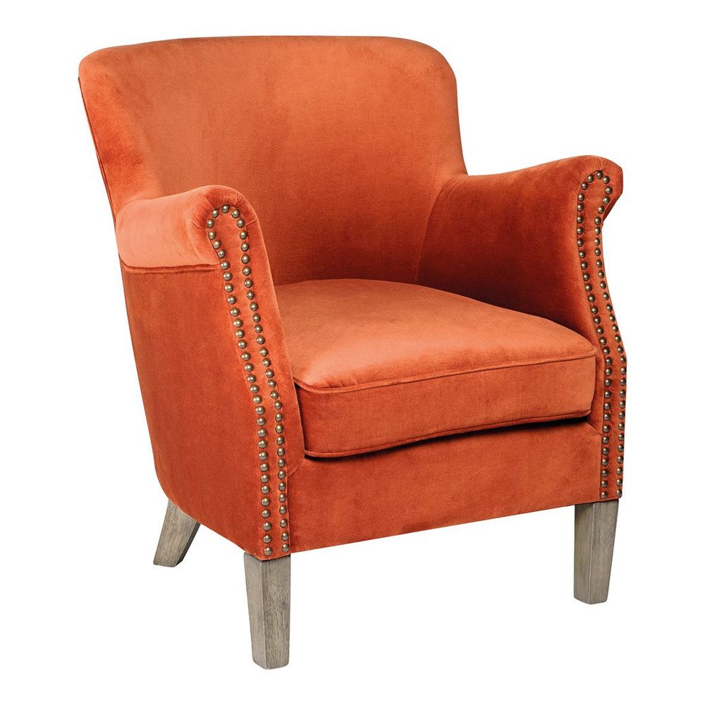 Fauteuils - Fauteuil CLAUDE velours orange brûlé - BLANC D'IVOIRE