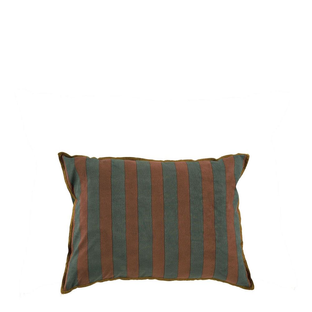 Fabric cushions - BAYADERE cotton cushion cover - Petrol blue and terracotta - 40 x 30 cm - BLANC D'IVOIRE