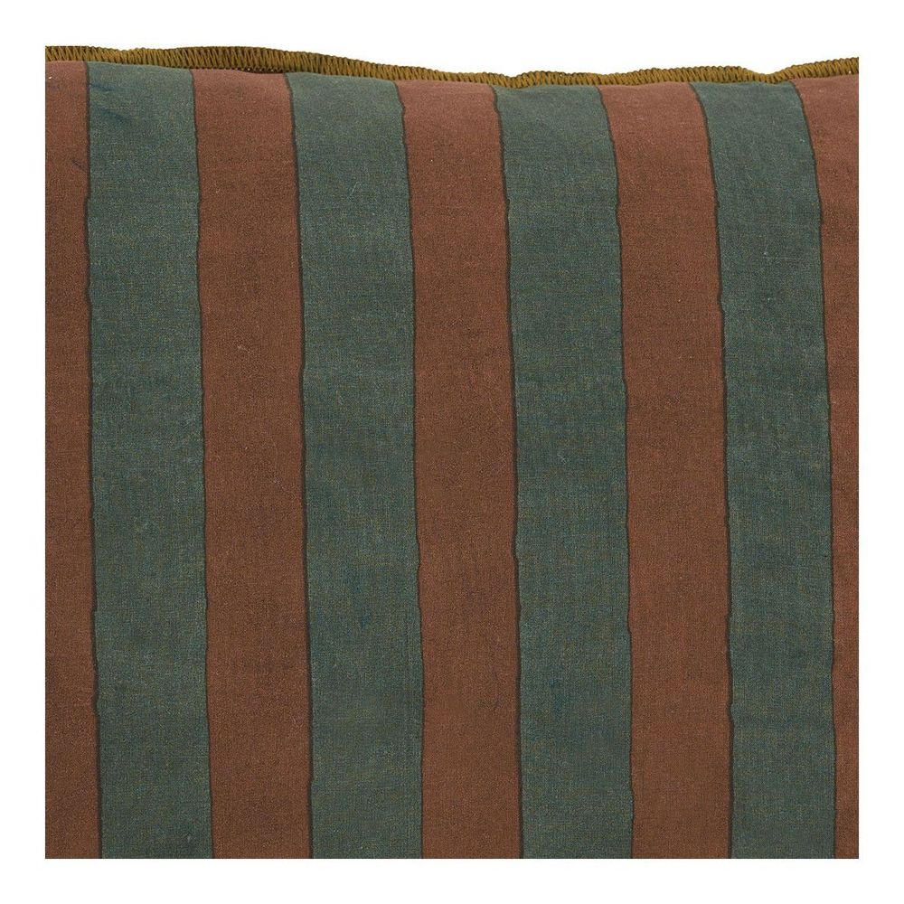 Fabric cushions - BAYADERE cotton cushion cover - Petrol blue and terracotta - 40 x 30 cm - BLANC D'IVOIRE