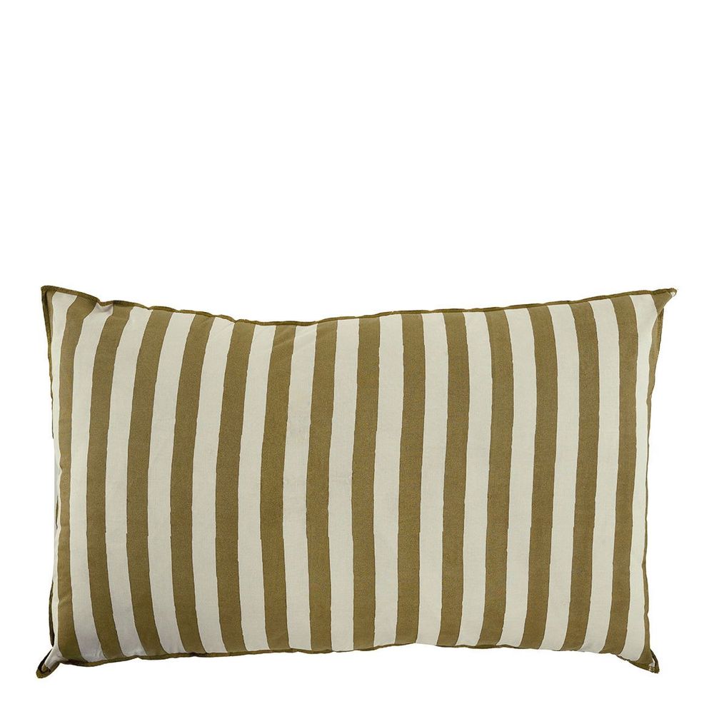 Fabric cushions - BAYADERE cotton cushion cover - Cream and cumin - 80 x 50 cm - BLANC D'IVOIRE
