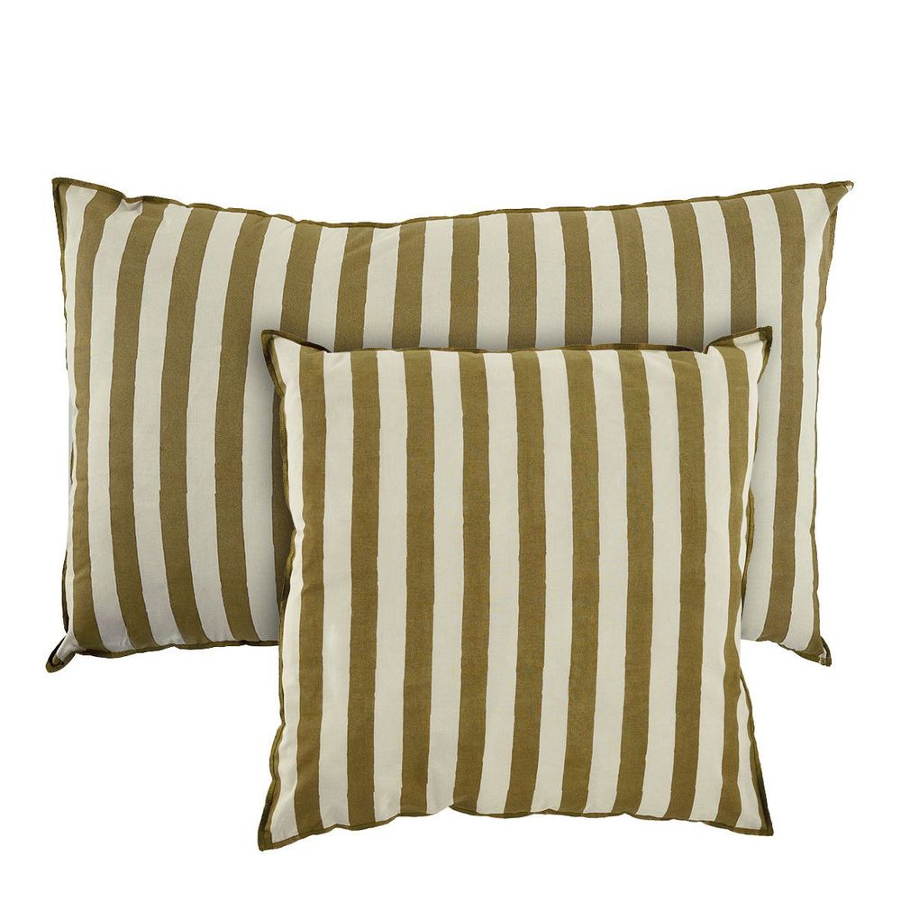 Fabric cushions - BAYADERE cotton cushion cover - Cream and cumin - 80 x 50 cm - BLANC D'IVOIRE