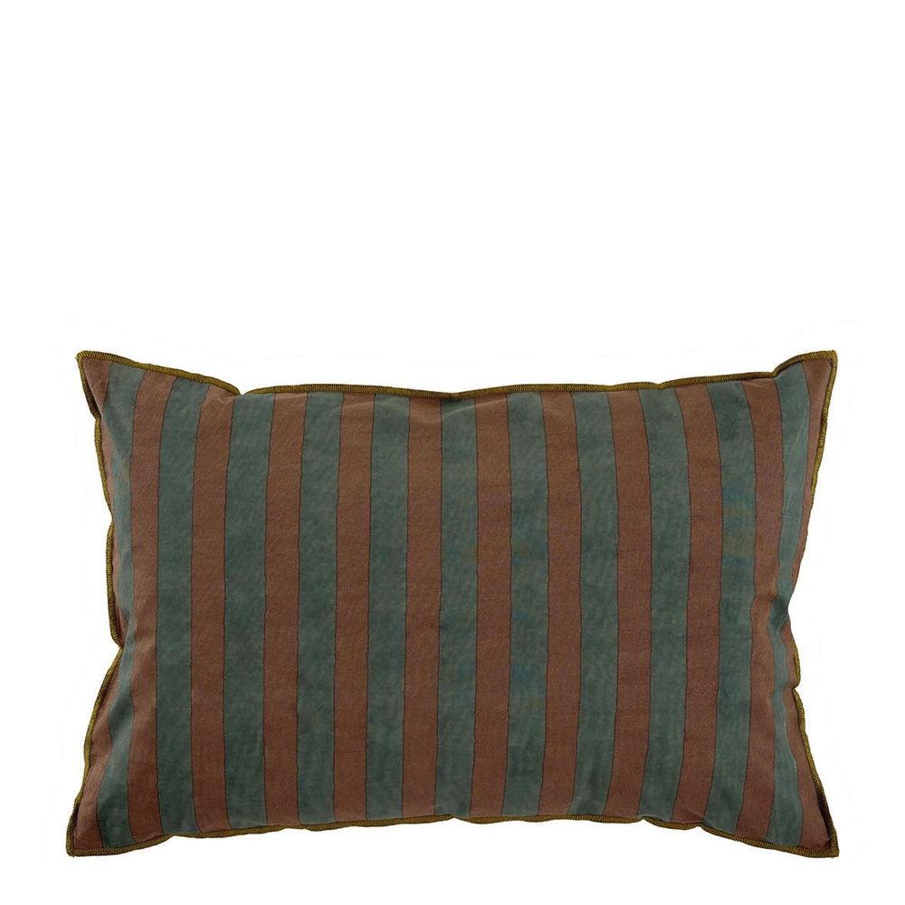 Fabric cushions - BAYADERE cotton cushion cover - Petrol blue and terracotta - 60 x 40 cm - BLANC D'IVOIRE