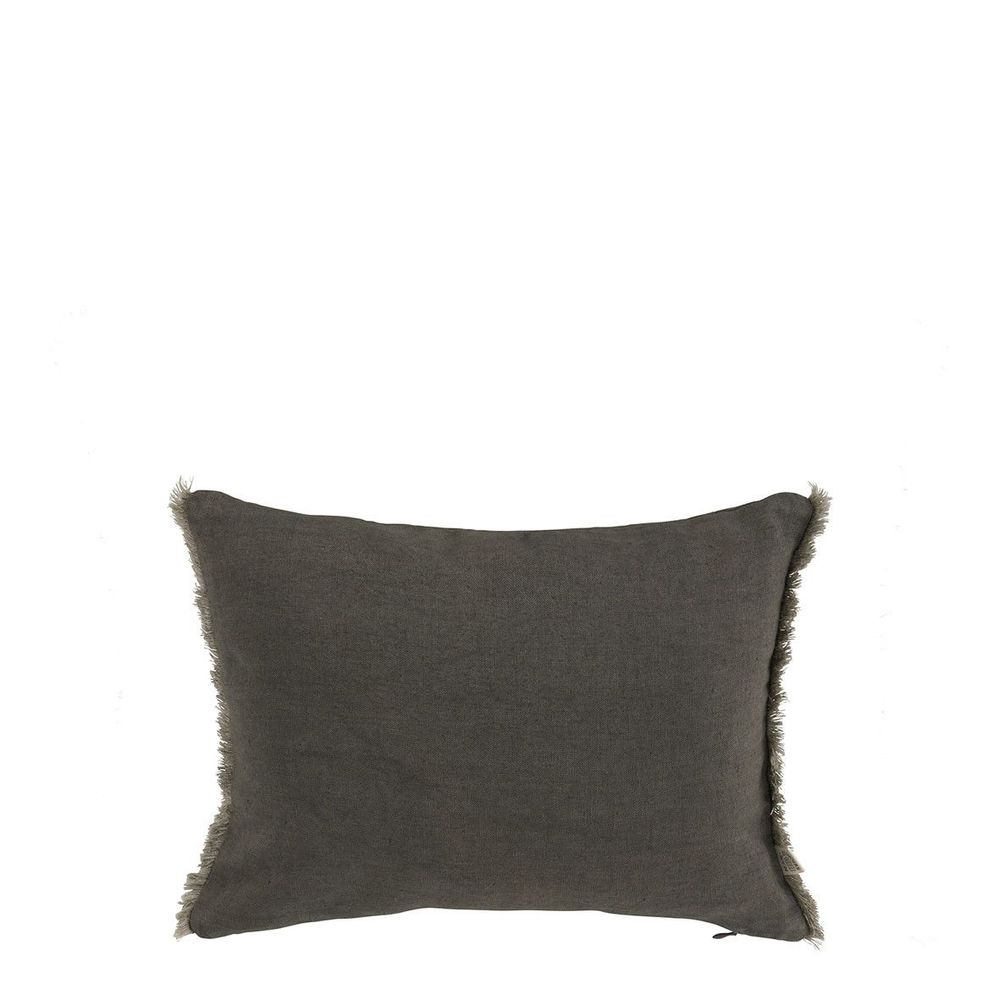 Fabric cushions - CHLOÉ cushion cover in washed linen - Charcoal gray - 30 x 40 cm - BLANC D'IVOIRE
