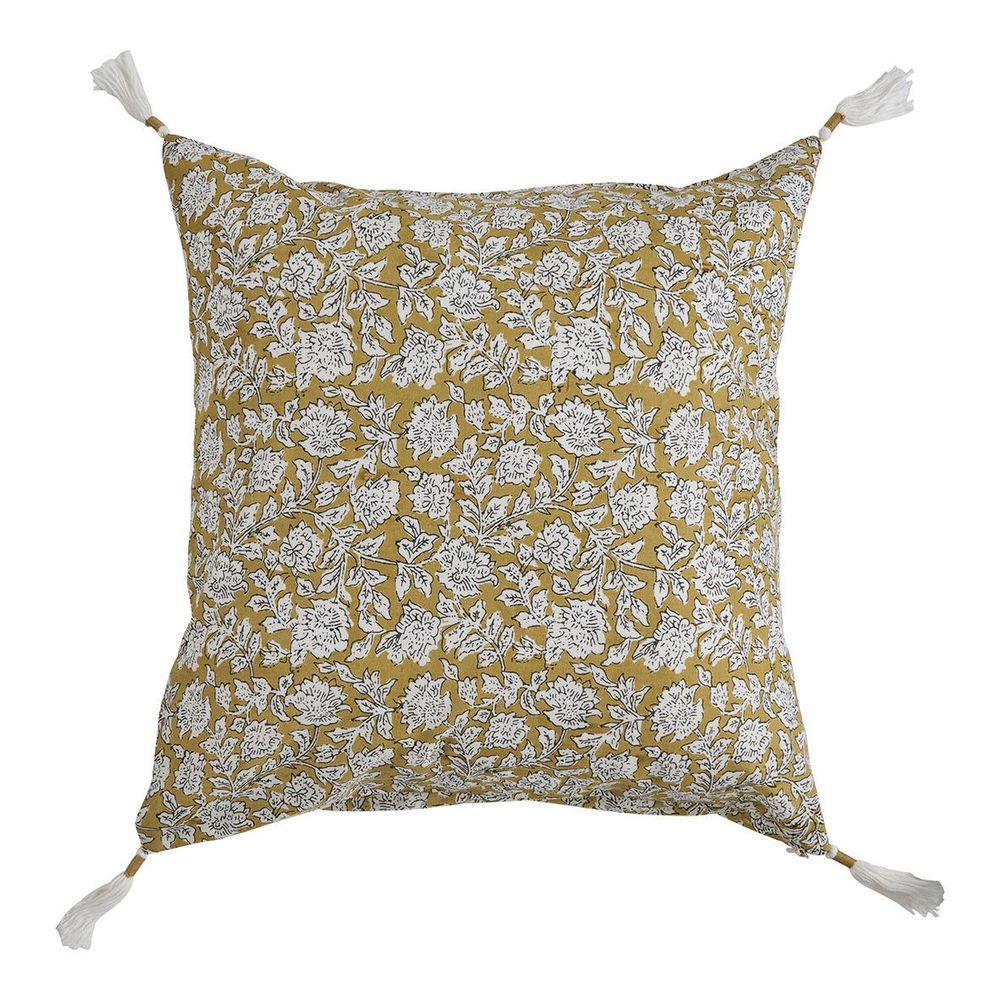 Coussins textile - Housse de coussin EDEN en coton - Safran - 50 x 50 cm - BLANC D'IVOIRE