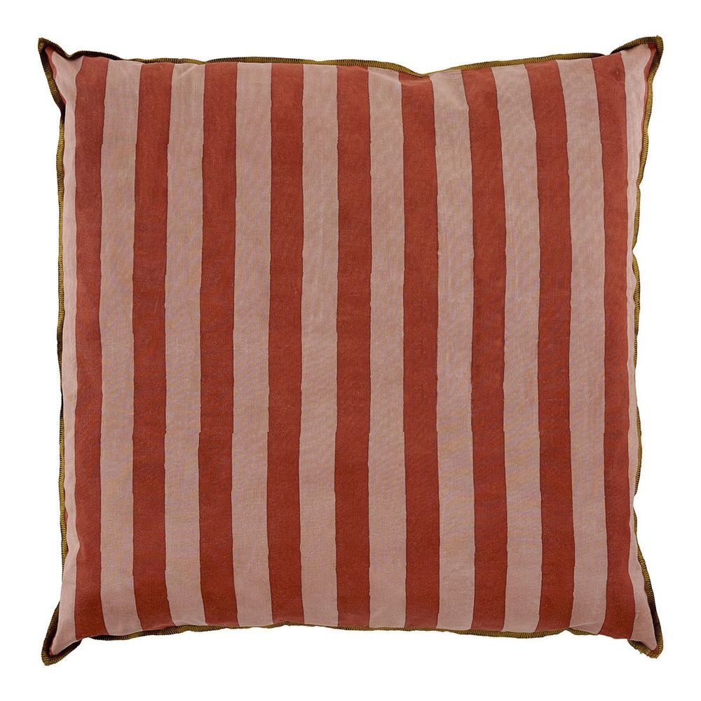 Fabric cushions - BAYADERE cotton cushion cover - Nude and brick red - 50 x 50 cm - BLANC D'IVOIRE