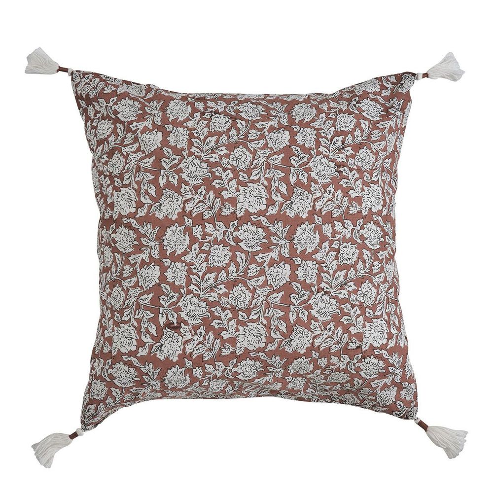 Coussins textile - Housse de coussin EDEN en coton - Terracotta - 50 x 50 cm - BLANC D'IVOIRE
