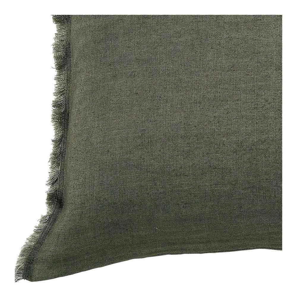 Coussins textile - Housse de coussin CHLOÉ en lin lavé - Kaki - 60 x 40 cm - BLANC D'IVOIRE