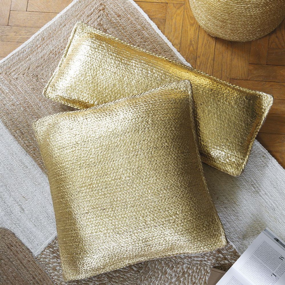 Cushions - APOLLO jute cushion - Gold - 60 x 60 cm - BLANC D'IVOIRE