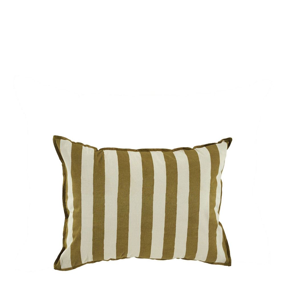 Coussins textile - Housse de coussin BAYADERE en coton - Crème et cumin - 40 x 30 cm - BLANC D'IVOIRE