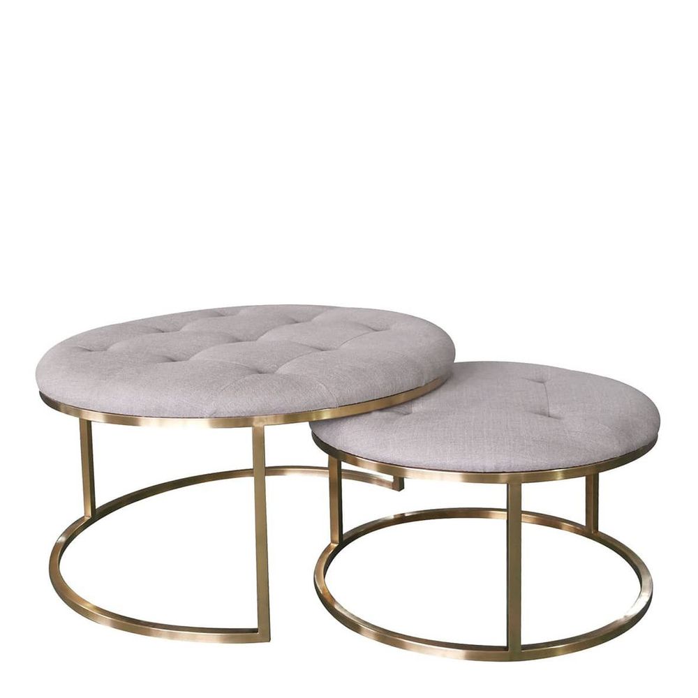 Ottomans - Set of 2 Poufs YASMINA string - BLANC D'IVOIRE