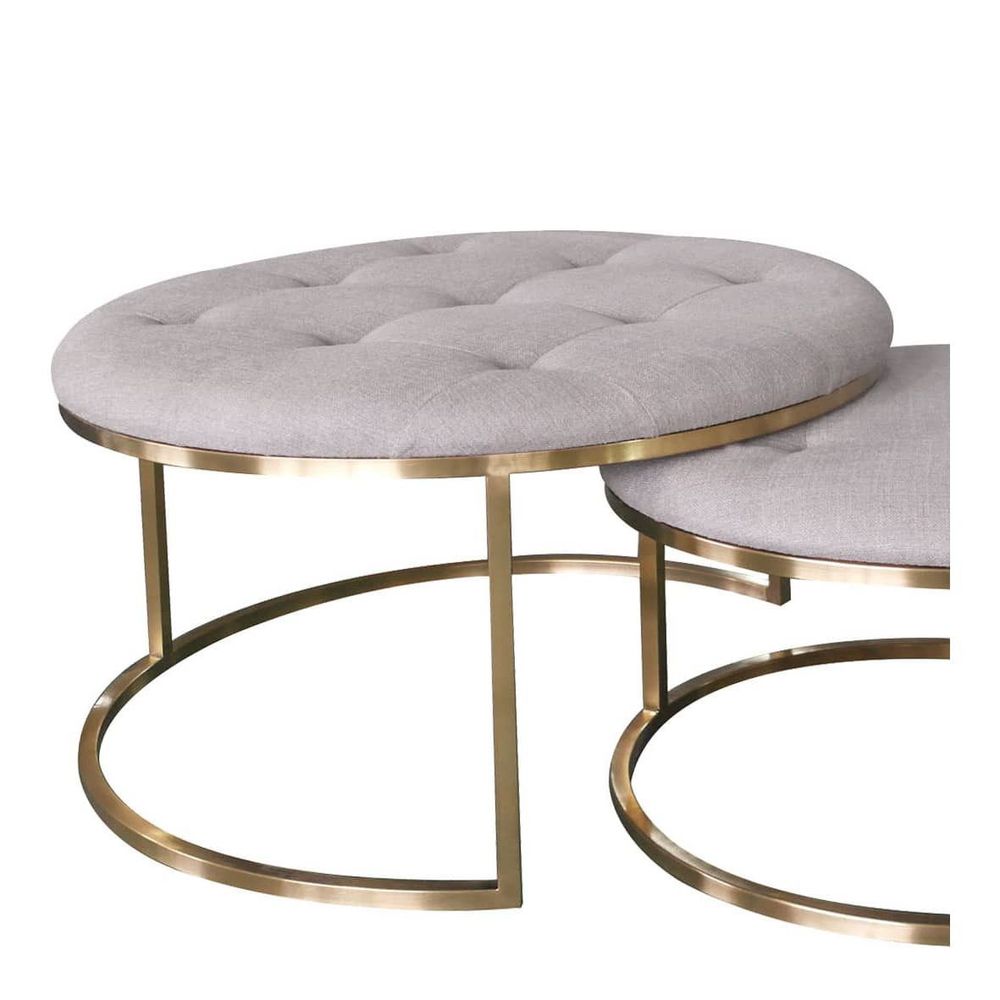 Ottomans - Set of 2 Poufs YASMINA string - BLANC D'IVOIRE