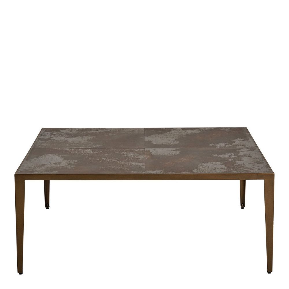 Coffee tables - GIULIA square coffee table with ceramic top and metal legs - 100 x 100 x 40 cm - BLANC D'IVOIRE