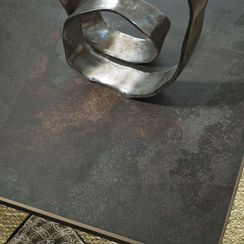 Coffee tables - GIULIA square coffee table with ceramic top and metal legs - 100 x 100 x 40 cm - BLANC D'IVOIRE