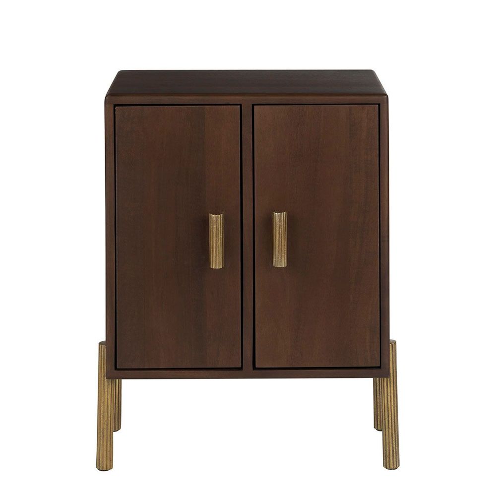 Night tables - VICTOR bedside table in waxed mango wood with walnut finish - BLANC D'IVOIRE