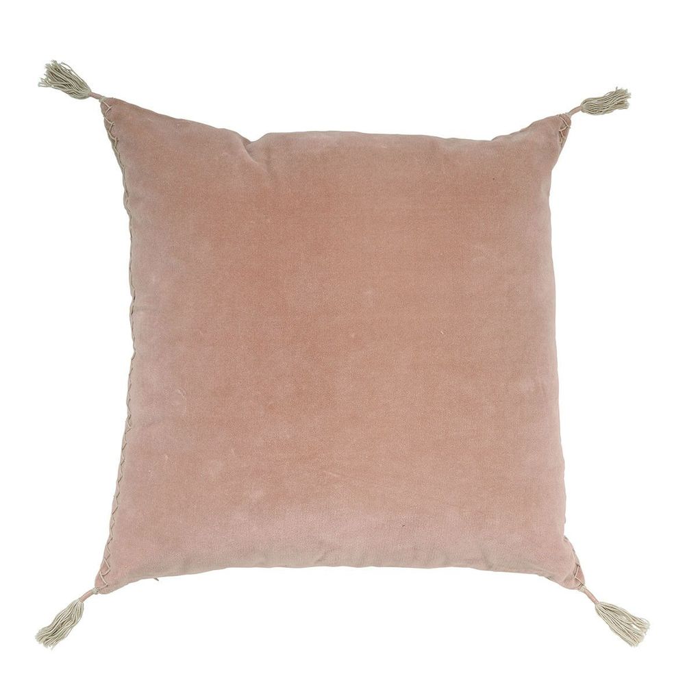 Coussins textile - Housse de coussin MATTEO en velours de coton et lin - Rose - 50 x 50 cm - BLANC D'IVOIRE