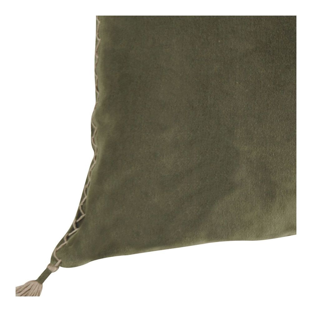 Coussins textile - Housse de coussin MATTEO en velours de coton et lin - Kaki - 60 x 40 cm - BLANC D'IVOIRE