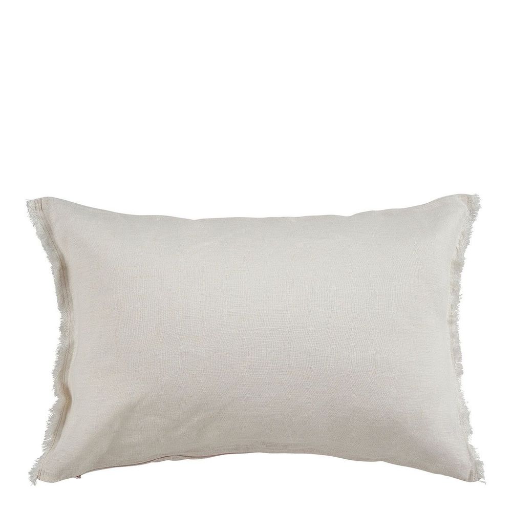 Fabric cushions - CHLOÉ cushion cover in washed linen - Ivory - 60 x 40 cm - BLANC D'IVOIRE