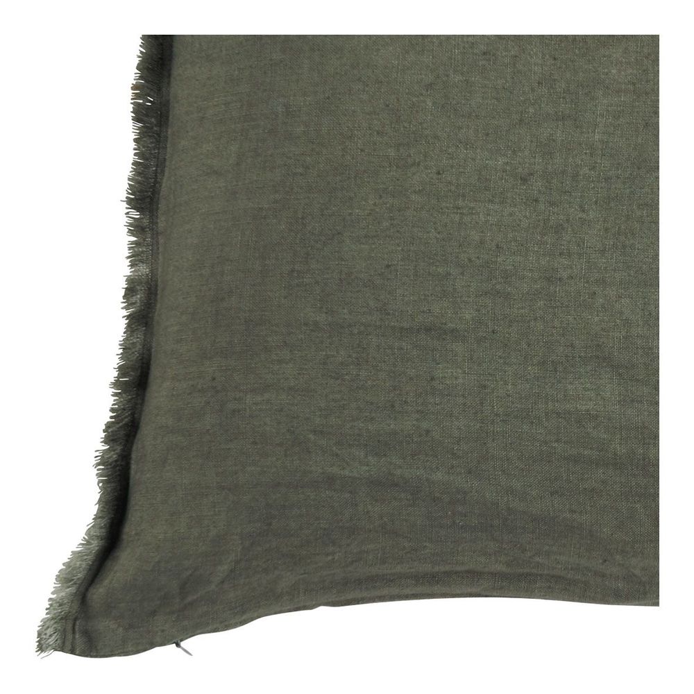 Coussins textile - Housse de coussin CHLOÉ en lin lavé - Kaki - 50 x 50 cm - BLANC D'IVOIRE